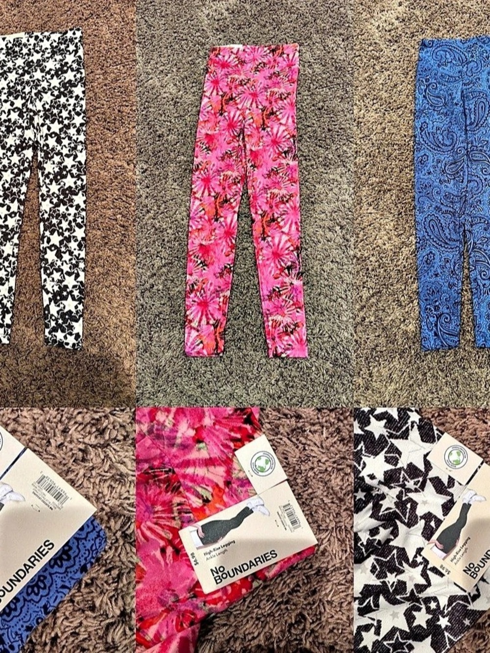 No Boundaries High-Rise Ankle Legging Leggings 3-Piece Set Pink & Blue NWT